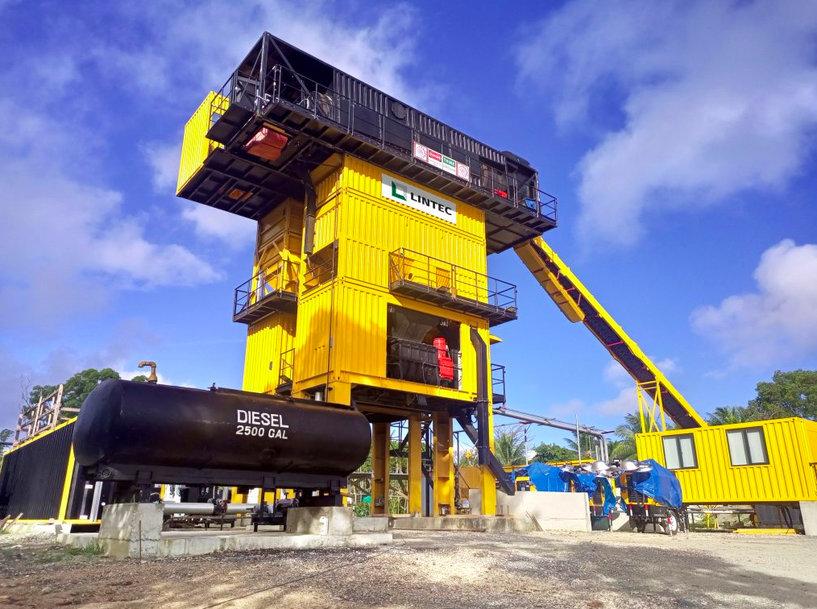 Lintec CSD2500B containerised asphalt mixing plant begins work on Yap Island airport rehabilitation project